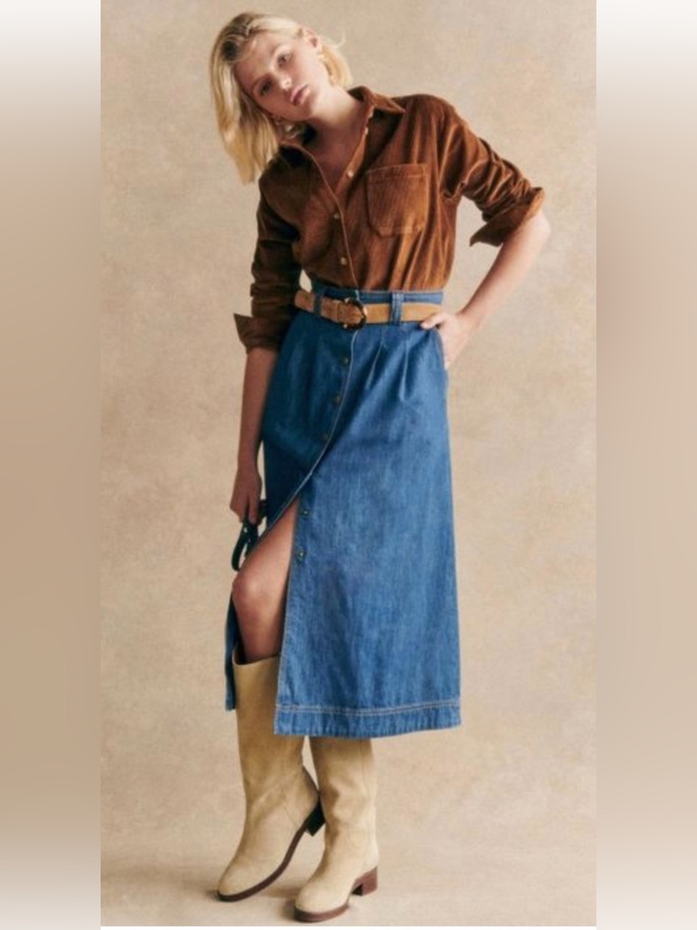 Sezane Clarine denim skirt. Size 14.